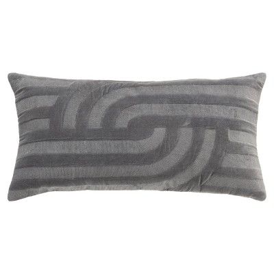 14"x26" Oversized Solid Striped Poly Filled Lumbar Throw Pillow Gray ...