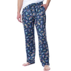 Voltron Mens' Classic Vintage TV Series '80s Tossed Print Pajama Pants Blue - 1 of 4