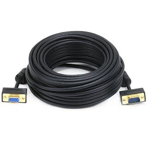 Monoprice Ultra Slim SVGA Super VGA Male to Female Monitor Cable - 50 Feet With Ferrites | 30/32AWG, Gold Plated Connector - 1 of 4