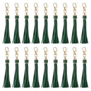 Unique Bargains PU Leather Keychain with Lobster Swivel Crafts Tassels 18 Pcs - 1 of 4