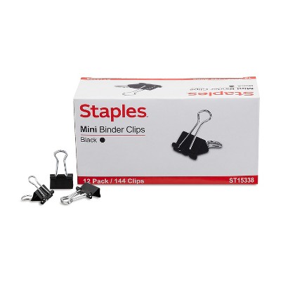 Staples Mini Metal Binder Clips Bulk Pack Black 3/5" Size with 1/4" Capacity 15338
