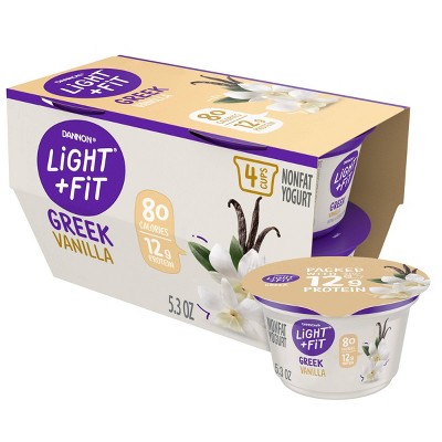 Light + Fit Nonfat Gluten-Free Vanilla Greek Yogurt - 4ct/5.3oz Cups