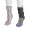 MUK LUKS Women's Color Blocked Sweater Cabin Socks 2 Pair Pack - 2 of 3