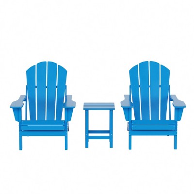 WestinTrends Malibu HDPE Outdoor Patio Folding Poly Adirondack Conversation Set (3-Piece)