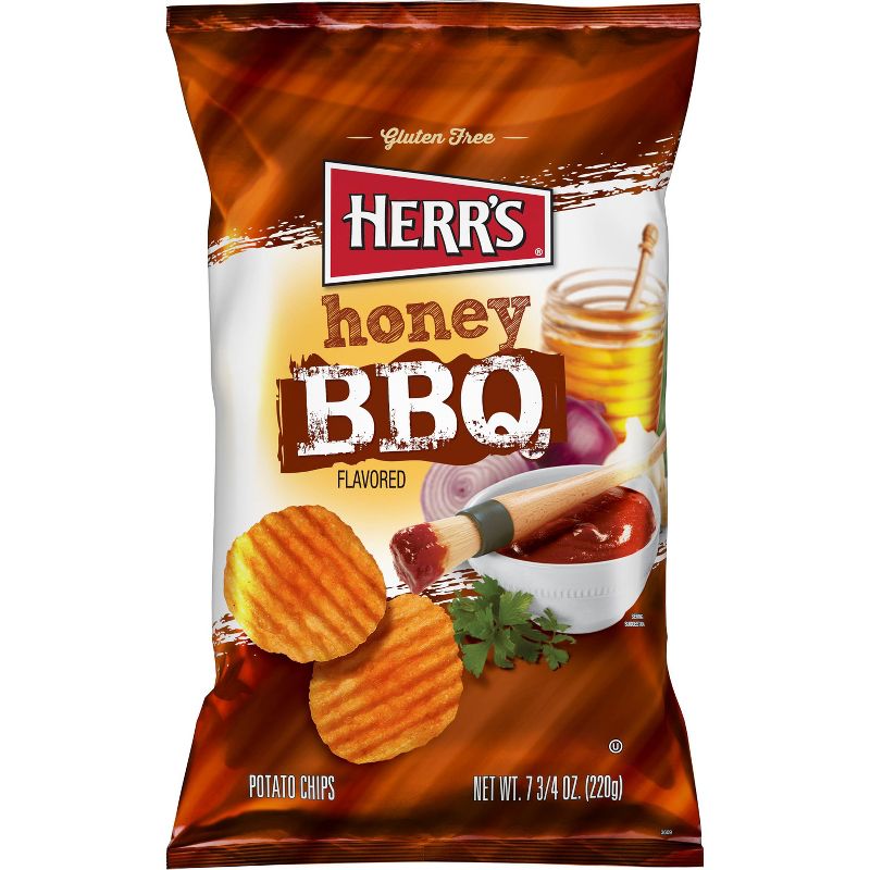 Herr&#39;s Honey BBQ Ripple Potato Chips - 7.75oz, 1 of 7