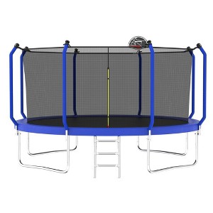 Jump Into Fun 14FT Trampoline With Heavy-Duty Galvanized Steel Frame,UV-Resistant Jumping Mat,Safety Fence, Basketball And Ladder For Kids And Adults - 1 of 4