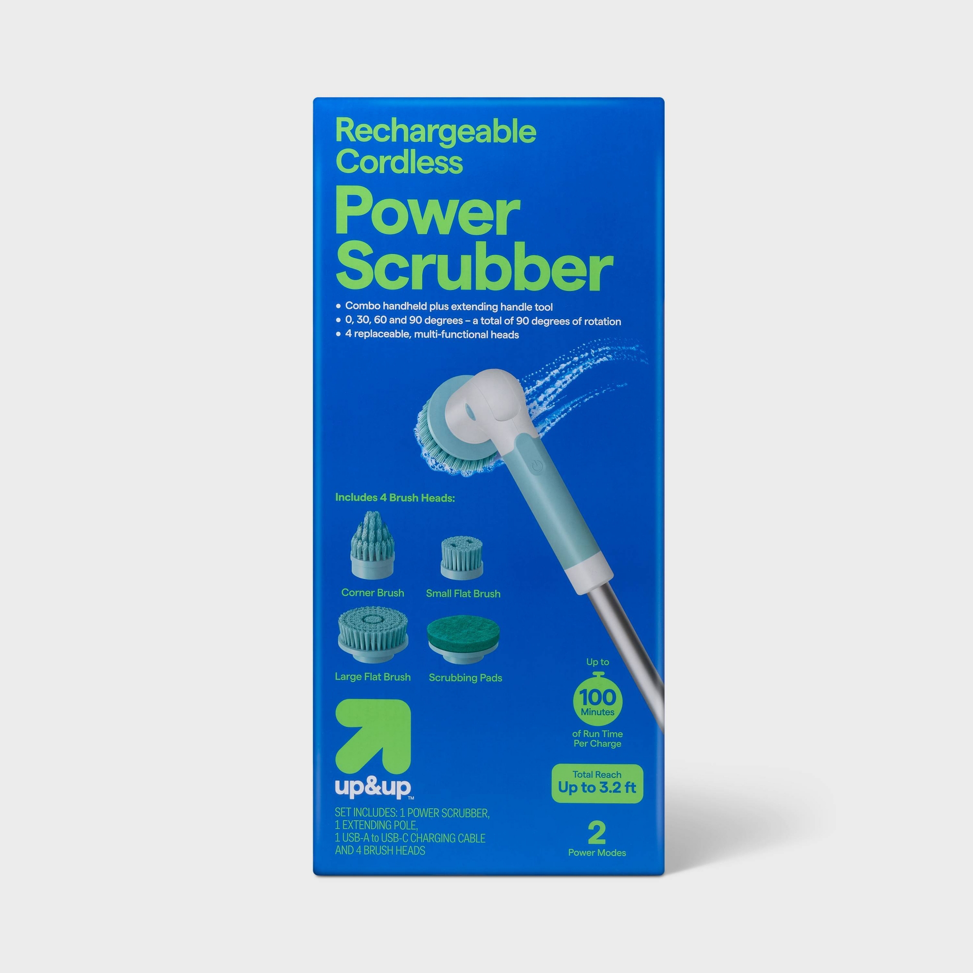 Power Scrubber with Attachments Handheld Plus Extended Handle - up&up™