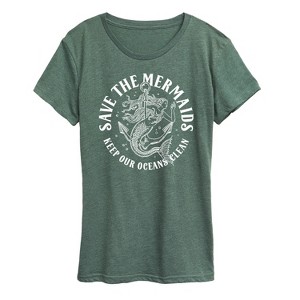 Women's - Instant Message - Save The Mermaids Short Sleeve Graphic T-Shirt - 1 of 4
