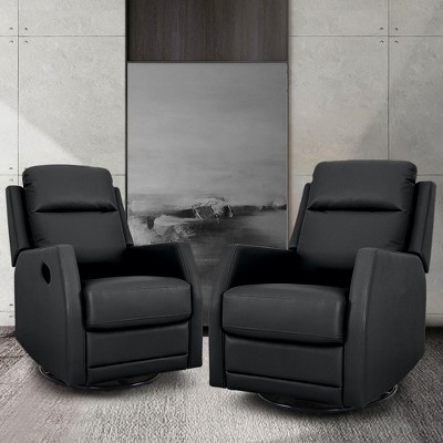 Artful Living Design Ofelia Swivel Set of 2 Recliners-BLACK