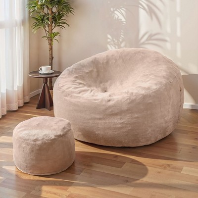 XIZZI Giant Bean Bag Sofa Set with Ottomanfor Ultimate Relaxation, Luxe Flannel Comfort for Living Room/Bedroom/Office, Available in 5 Colors