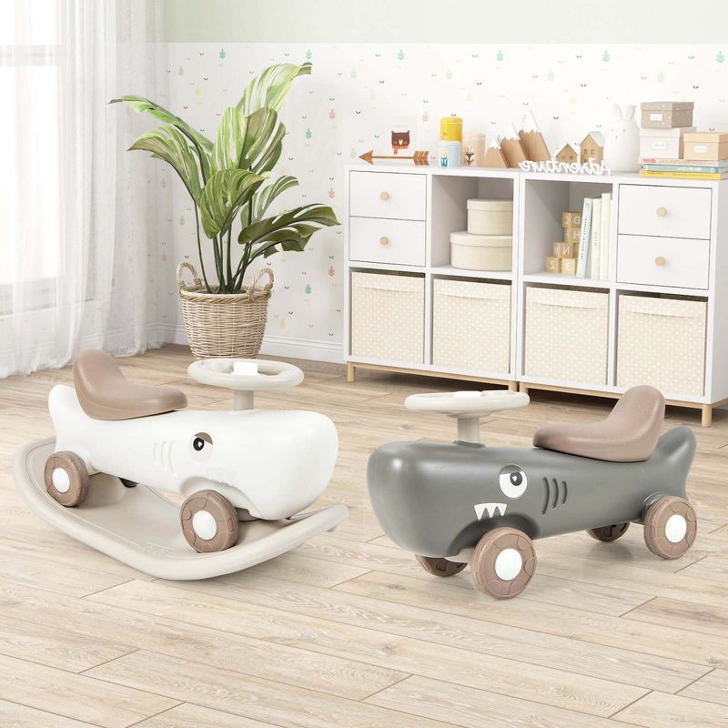 Costway Convertible Rocking Horse & Sliding Car with Detachable Balance Board Dark Gray/White, 2 of 11