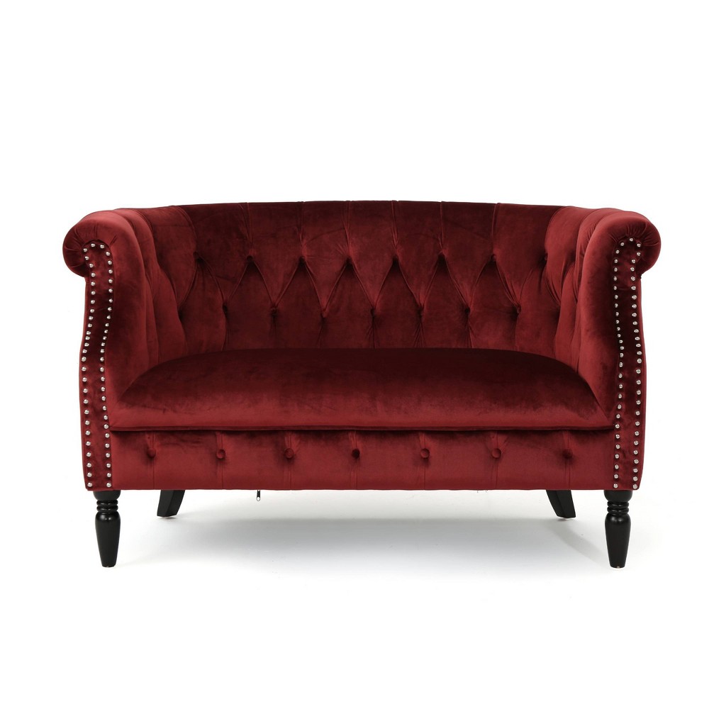 Photos - Sofa Milani Scroll Arm Loveseat Garnet - Christopher Knight Home