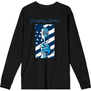 "In Tailgating We Trust" American Flag And Spatula Adult Crew Neck Long Sleeve Shirt - 1 of 2