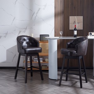 Grungis Polyester 360°Swivel Bar Stools Set of 2,Counter Stools with Solid Rubber Wood Frame and Footrest,Kitchen Chair for Kitchen Island - 1 of 4