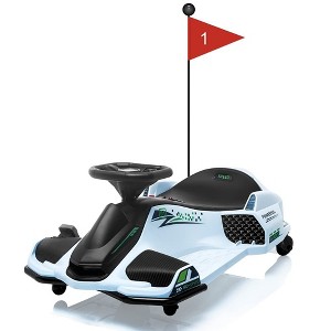 24V Kids Ride on Drift Car for Kids, Electric Go-Kart Up to 7.5 mph Variable Speed,Music,Colorful Tail LED Light - 1 of 4