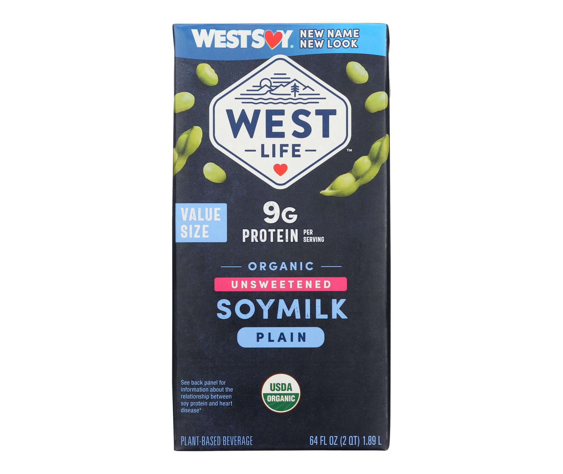 Westsoy Organic Unsweetened Original Soymilk - Case of 8/64 oz
