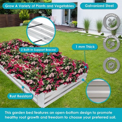 Sunnydaze 4' x 8' Silver Galvanized Steel Raised Garden Bed