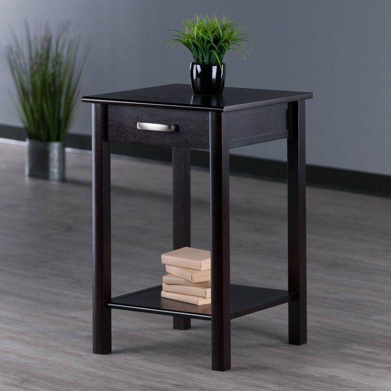 Liso End Table / Printer Table with Drawer and Shelf - Dark Espresso - Winsome, 6 of 9