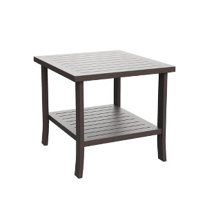 Heynemo Outdoor Side Table, All-Weather Wood Rectangular Patio Side Table Patio Tables for Porch Backyard Garden - 1 of 3