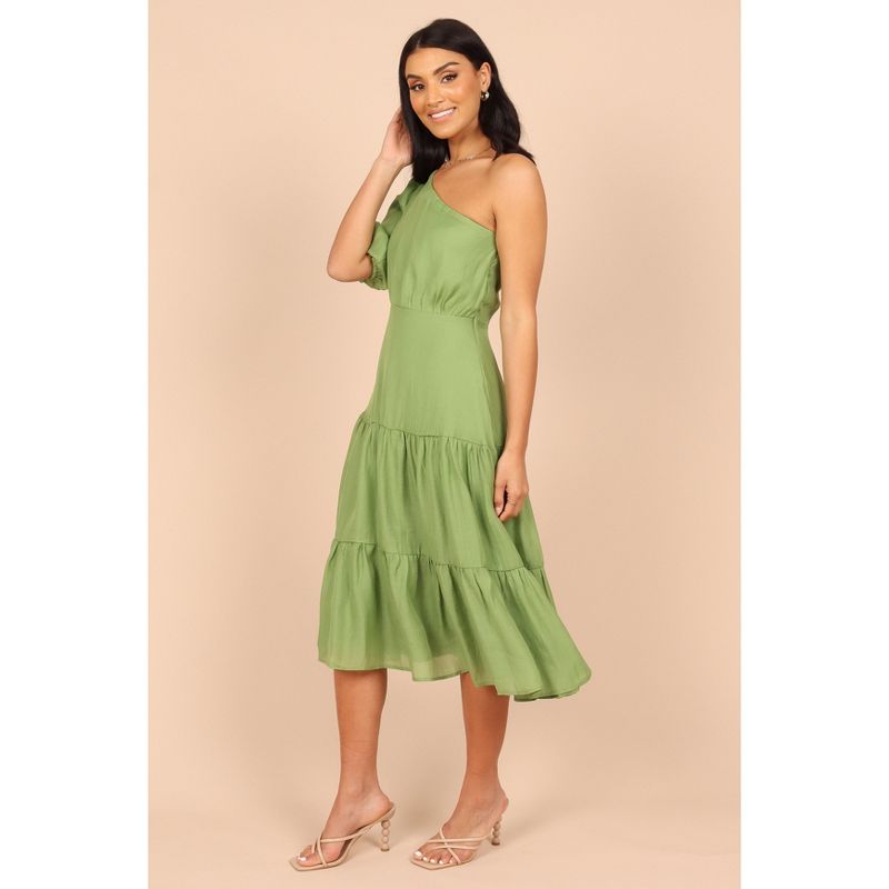 Petal and Pup Womens Milla One Shoulder Tiered Midi Dress, 4 of 7