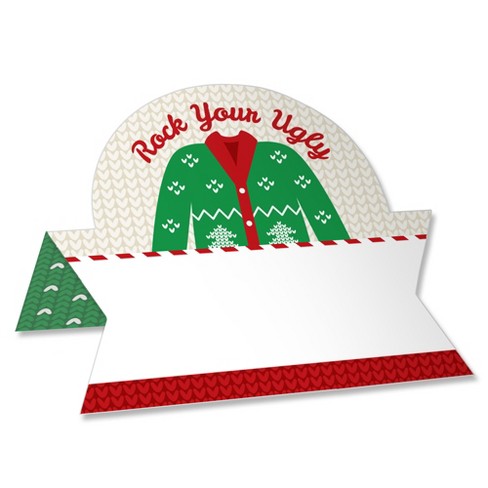 Big Dot Of Happiness Ugly Sweater - Holiday And Christmas Party Tent Buffet  Card - Table Setting Name Place Cards - Set Of 24 : Target