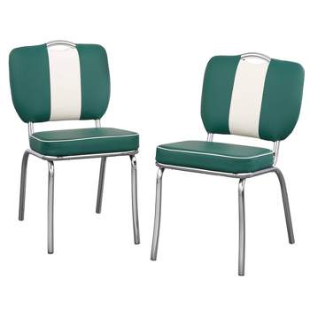 Set of 2 Raleigh Retro Dining Chairs Dark Green - Buylateral