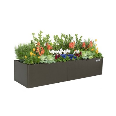 Vego Garden Tall Modern Rectangular Raised Metal Outdoor Planter Box