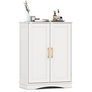 Costway Floor Storage Cabinet Modern Storage Organizer with Adjustable Shelves &2 Doors Black/Blue/Gray/White - 1 of 4