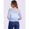 INSPIRE CHIC Women's Long Sleeves Self Tie Ruffle Mesh Casual Bolero Cardigan - 3 of 4