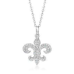 Ross-Simons 0.20 ct. t.w. Diamond Fleur-De-Lis Pendant Necklace in Sterling Silver Size 16 - 1 of 3