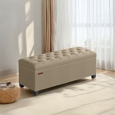43.3" Storage Ottoman Bench, Foot Rest with Legs, Ottoman with Storage, Rectangle End of Bed Bench, Storage Chest, Load up to 660 lb, Study