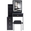 Sapphtopaz Makeup Vanity Desk with Sliding Mirror, Space-Saving Makeup Table with 2-Drawer & Waterproof Stool, Dresser for Bedroom - 3 of 4