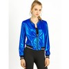 INSPIRE CHIC Women's Holographic Fashion Stand Collar Metallic Lightweight Zip Bomber Jacket - 2 of 4