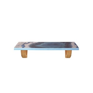 HomeRoots 24" Blue And Natural Wood Agate Pattern Wall Mount Accent Shelf - 1 of 4