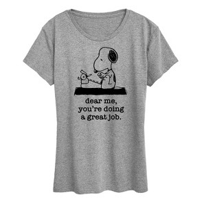 Women's - Peanuts - Snoopy Dear Me You're Doing A Great Job Short Sleeve Graphic T-Shirt - 1 of 4