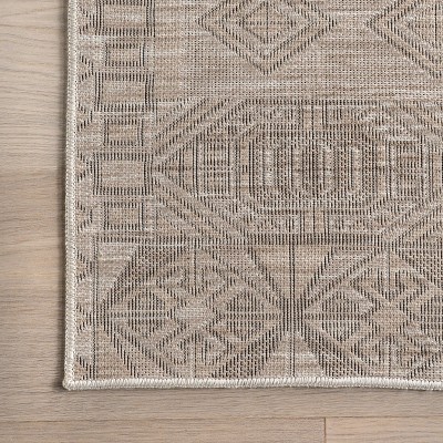 Riya Beige Geometric Washable Cotton Area Rug