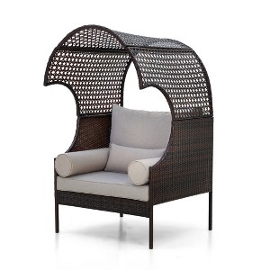 Captiva Designs Outdoor Oversized Brown Lounge Wicker Rattan Egg Chair with Cushion for Patio, Porch, Garden, Balcony, Indoo - 1 of 4
