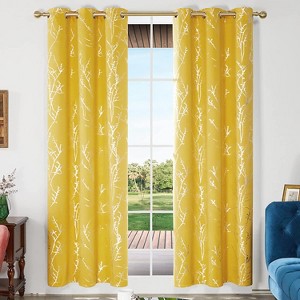 Deconovo Blackout Silver Tree Twigs Curtains 42 Width(2 Panel) - 1 of 4