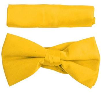 New Men's Solid Pre Tied Bow Tie and Hanky Set
