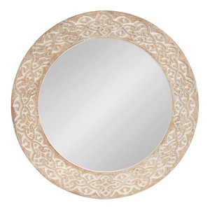 Kate and Laurel Engrahm Round MDF Round Mirror, 26" Diameter, White - 1 of 4