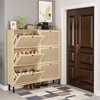 23.63"Natural Rattan 3 Door Shoe Rack, Freestanding Modern Shoe Storage Cabinet, for Entryway,Natural - 3 of 4