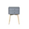 15.75"Side Table with 2 Drawer and Rubber Wood Legs, Mid-Century Modern Storage Cabinet ,White - 2 of 4