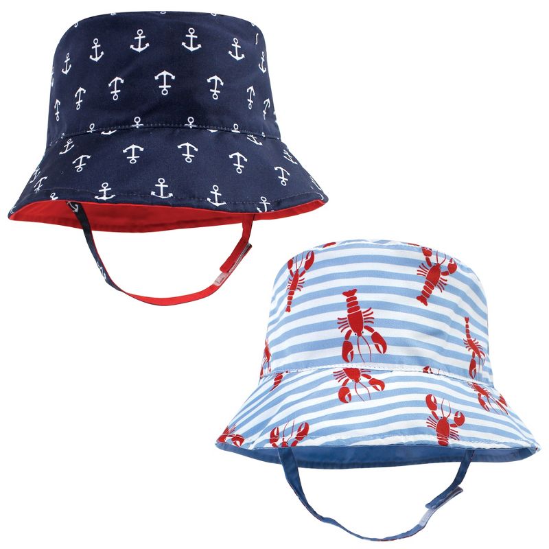 Hudson Baby Infant Boy 4Pc Sun Protection Hat, Critters Plaid Anchor Lobster, 0-12 Months, 3 of 4