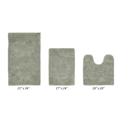 Granada 3 Piece Bath Rug Set 100% Premium Cotton Tufted Non-Slip Backing Bathmats for Bathroom, Super Soft Absorbent, Machine Washable