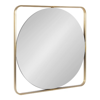 24" x 24" Nobles Radius Corner Framed Decorative Wall Mirror Gold - Kate & Laurel All Things Decor