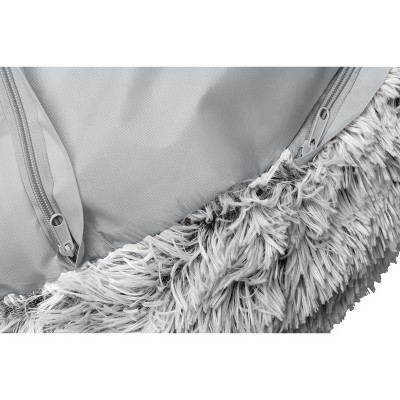 Medium Mist Gray Faux Fur Orthopedic Donut Pet Bed