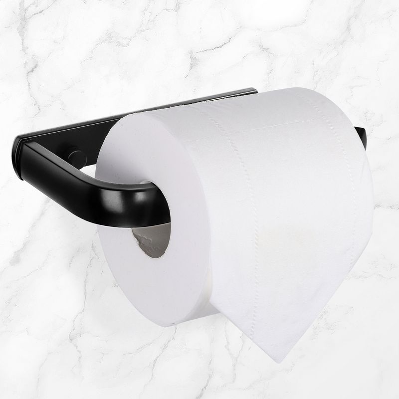 Unique Bargains Bathroom Aluminum Alloy Matte Fixed Toilet Paper Holders Black 1 Pc, 3 of 9