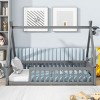 Platform Bed Frame Modern Tent Style with Guardrails for Kids Bedroom Twin Size - 3irtyhousy - 3 of 4