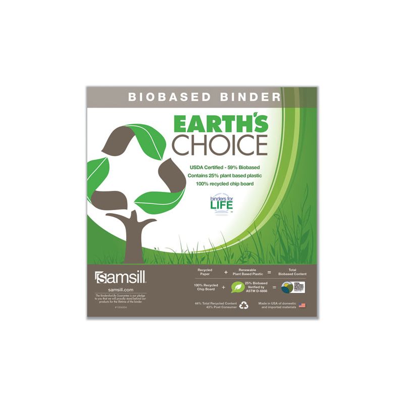 Samsill Earth's Choice Plant-Based D-Ring View Binder, 3 Rings, 3" Capacity, 11 x 8.5, White, 5 of 8