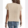 Womens Casual Sweater Tops Cap Sleeve Knit Tops with Chest Pocket Summer Crew Neck Pullover Sweater Womens Spring/Fall Outfits - 2 of 4